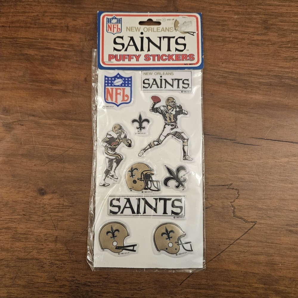 Vintage New Orleans Saints Puffy Stickers Pack‎ 1983 Imperial Toy Corporation